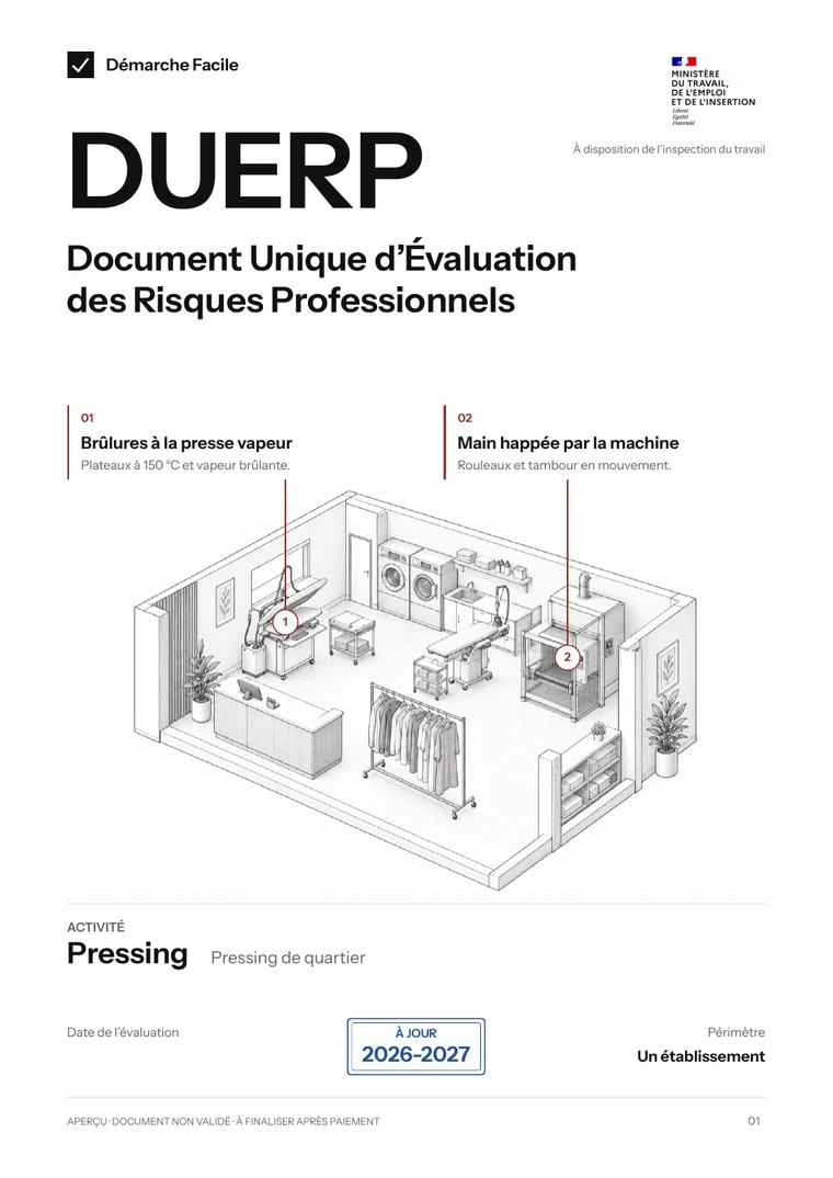Première page de votre DUERP