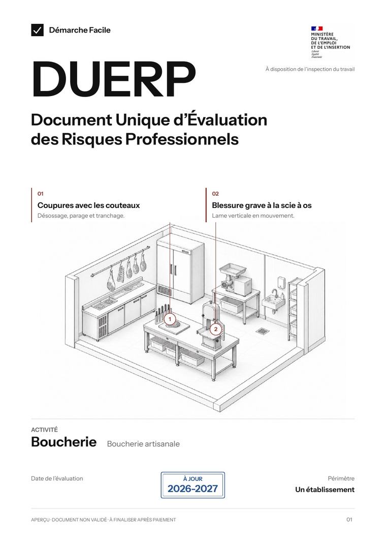 Première page de votre DUERP