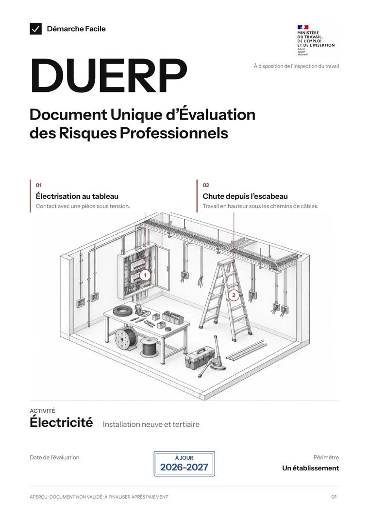 Première page de votre DUERP