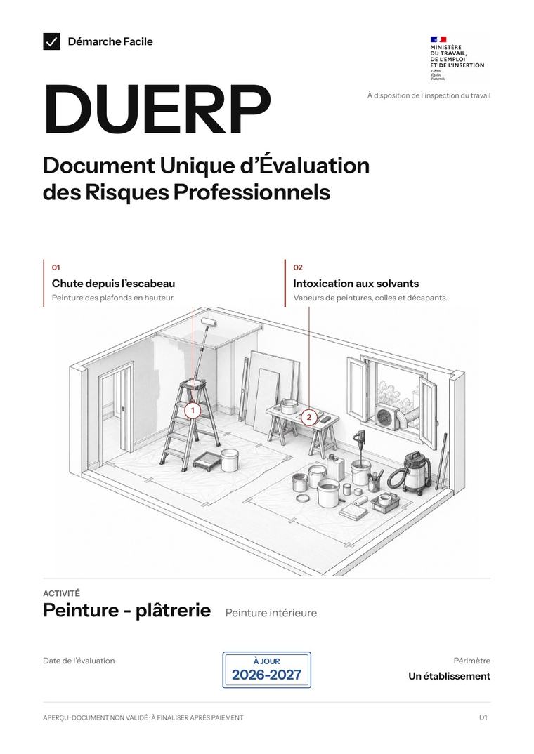 Première page de votre DUERP