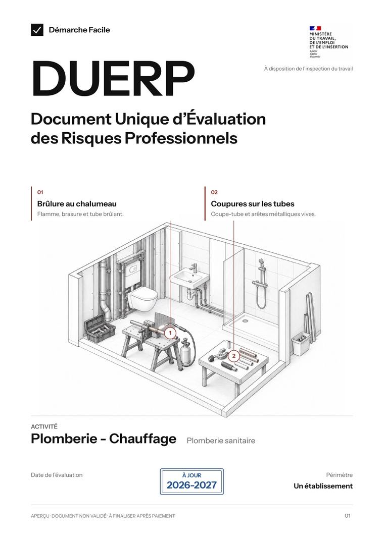 Première page de votre DUERP