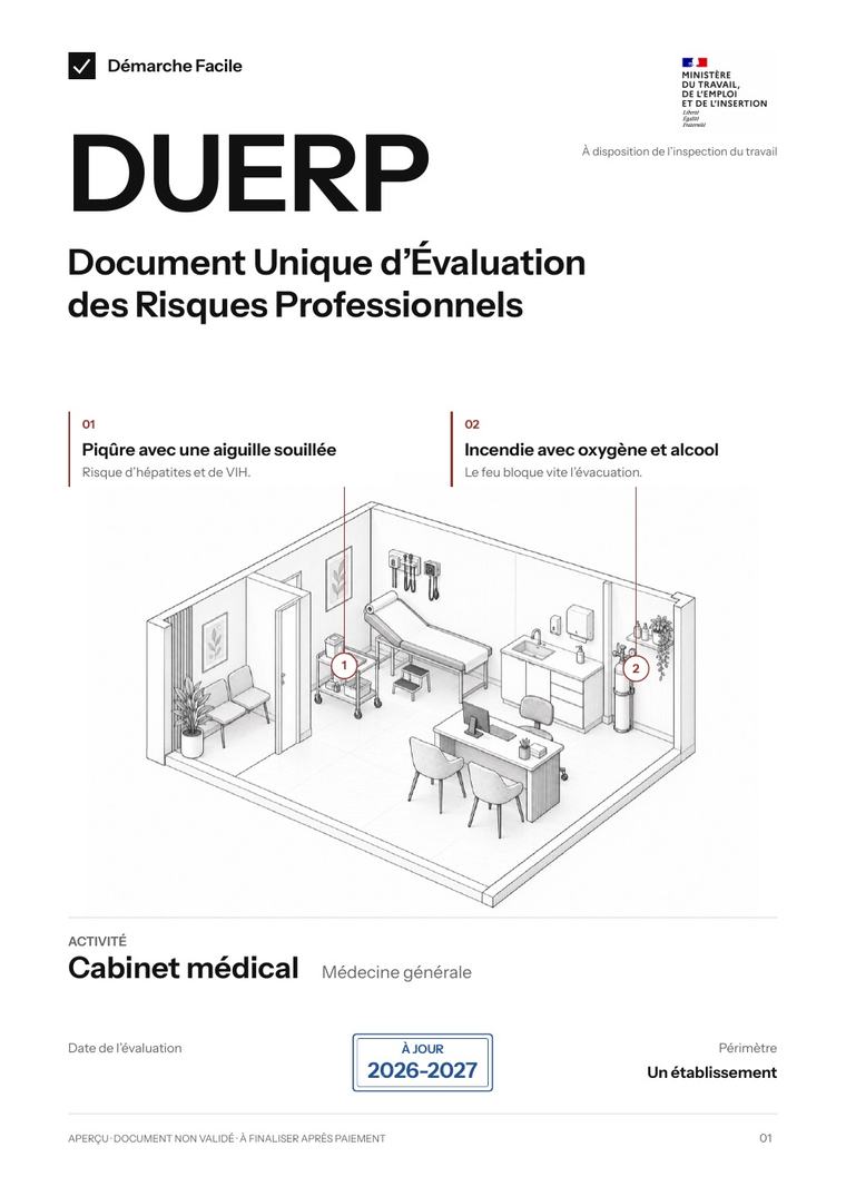 Première page de votre DUERP