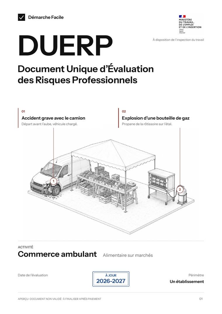 Première page de votre DUERP