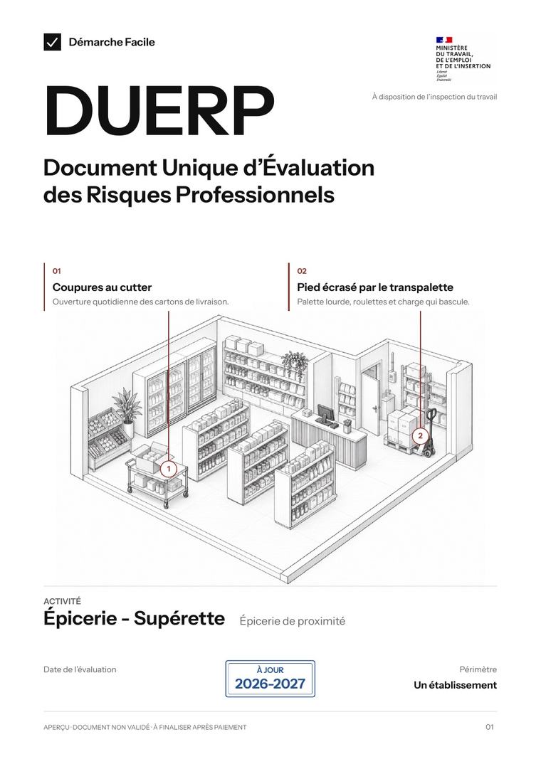 Première page de votre DUERP