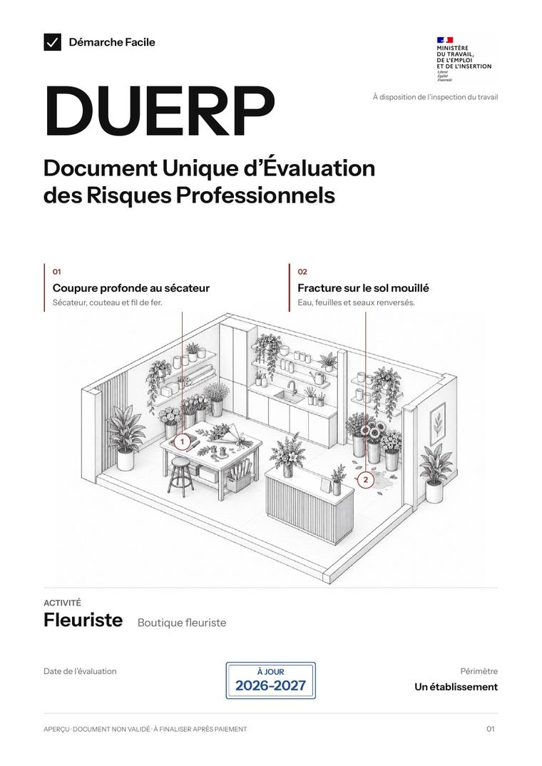 Première page de votre DUERP