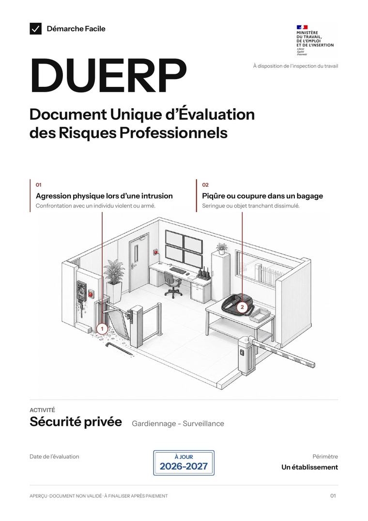Première page de votre DUERP