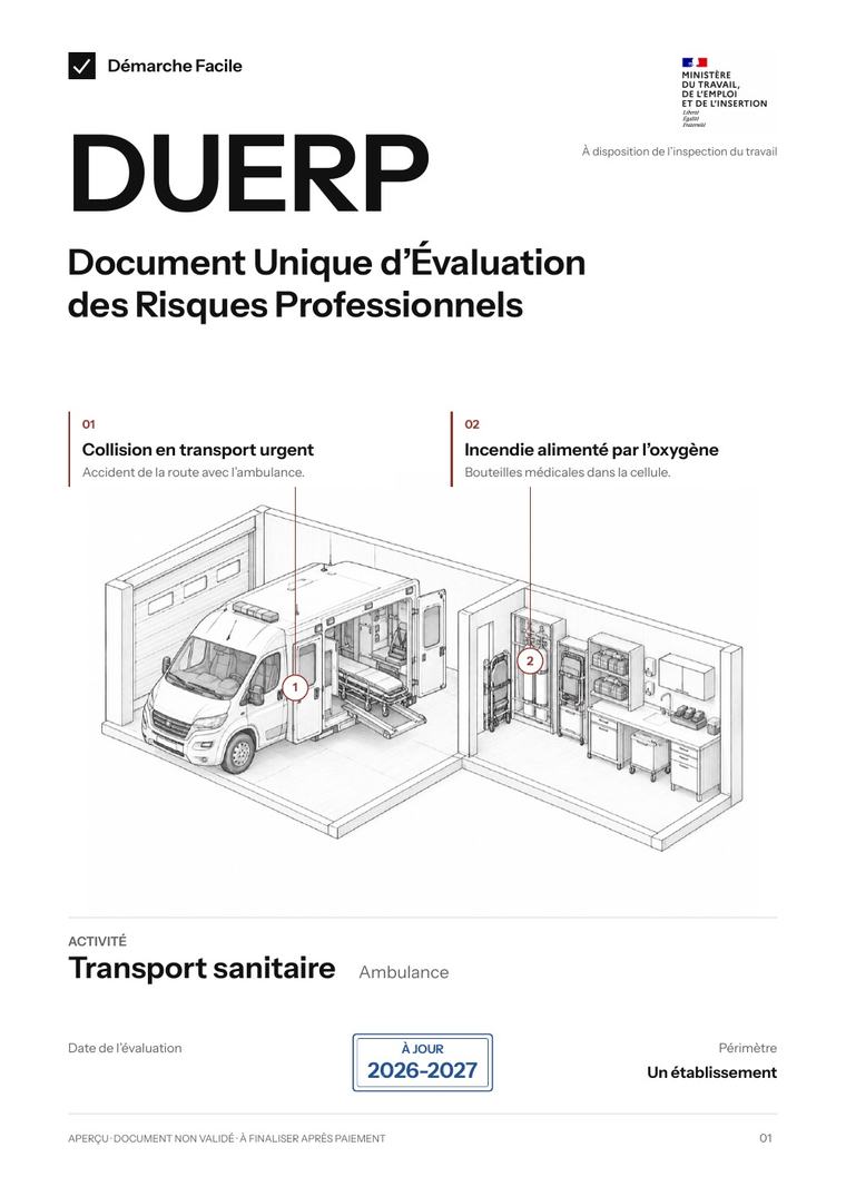 Première page de votre DUERP