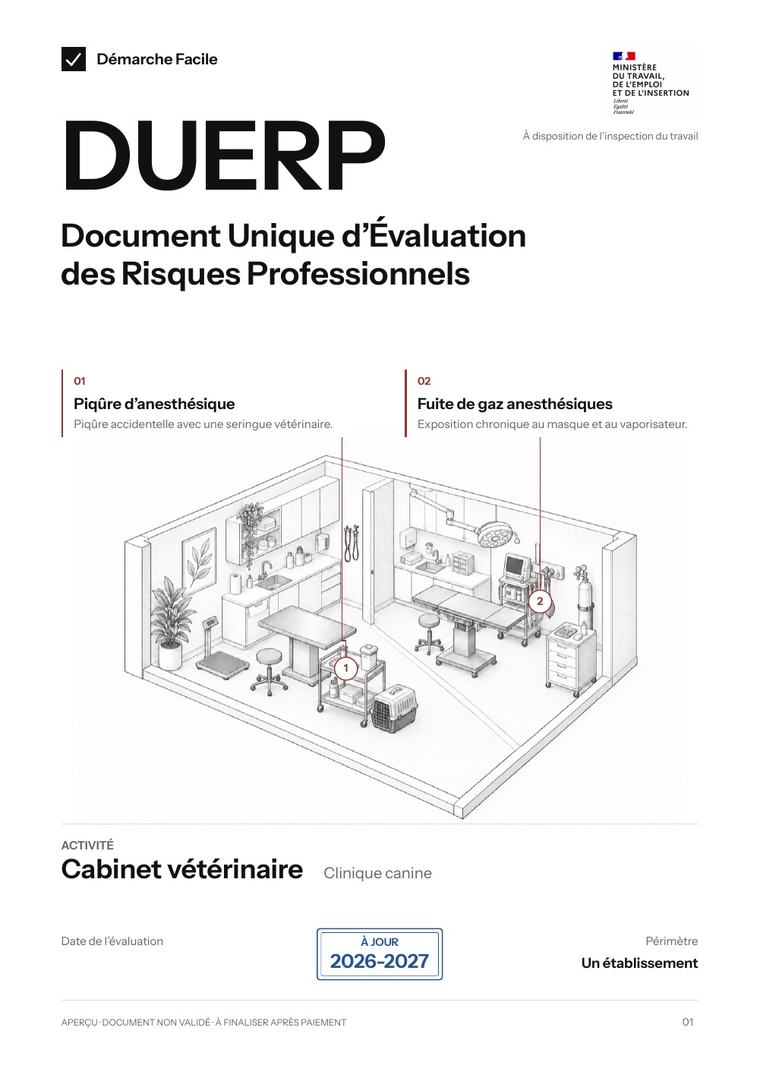 Première page de votre DUERP